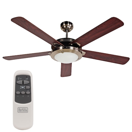 Black & Decker 52 5 - Blade Retractable Blades Ceiling Fan with Pull Chain and Light Kit Included BCF5211R